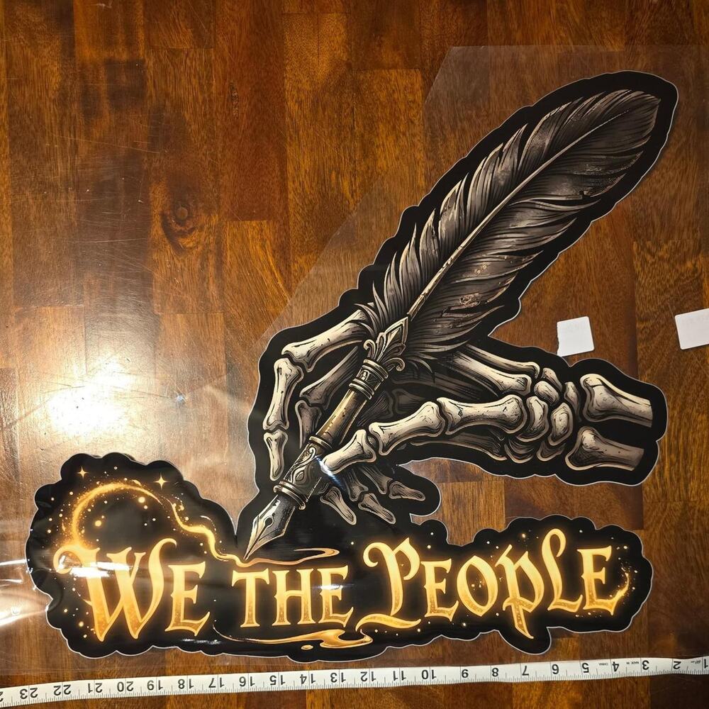 We the people skeleton hand large decal